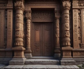 Obraz premium Ancient temple fa?ade with intricate carvings, architecture, ancient