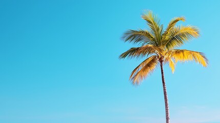 Single Palm Tree Against a Vibrant Blue Sky A Tropical Summer Vacation
