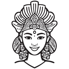 Illustration of a beautiful woman with ornate headpiece and intricate jewelry.