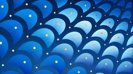 Abstract Blue and Gold Scales Pattern Design
