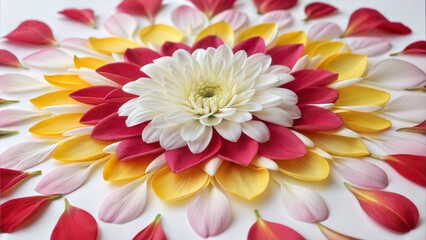 Colorful Floral Mandala with White Chrysanthemum Center