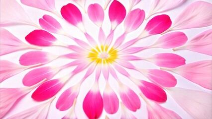 Radiant Pink and White Petal Mandala with Yellow Center