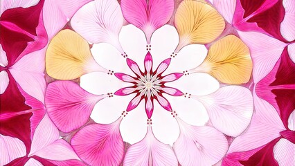 Pink and Yellow Flower Mandala Art Design