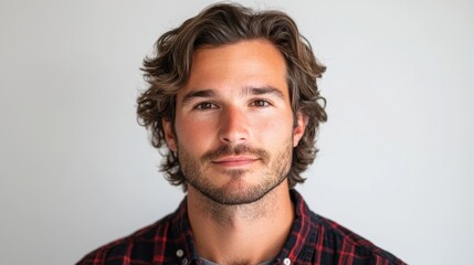 Fototapeta premium Portrait of a Young Man with Wavy Hair