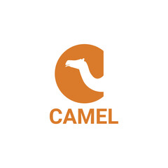 camel logo concept. letter c camel logo. camel logo formed with letter C sign symbol. good for travel industry, zoo