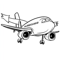 Simple Airplane with Banner Ideal for Childrens Books Aviation Designs and Educational Materials