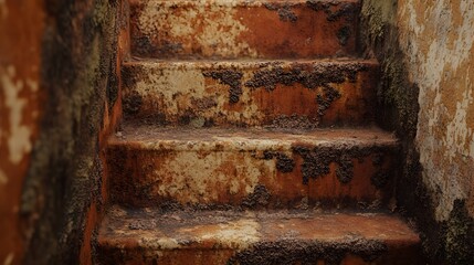 Grungy Industrial Concrete Stairs with Detailed Textures and High Quality