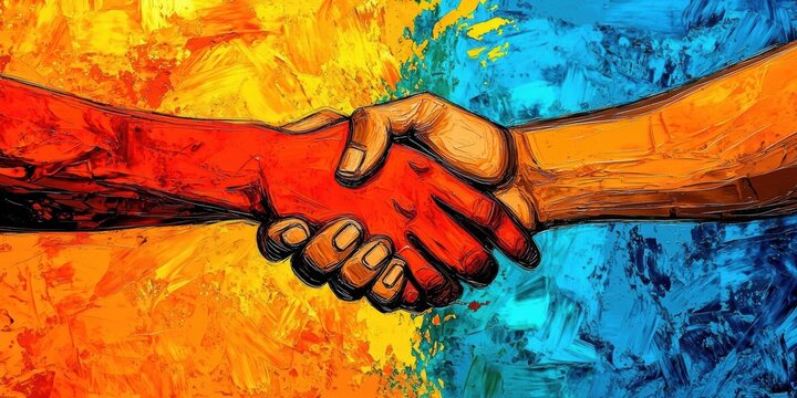 Expressive art piece illustrating the concept of partnership with dynamic colors.
