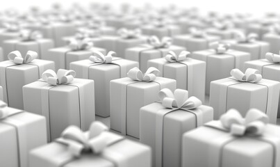 Fototapeta premium White gifts, studio, background blur, gifting concept