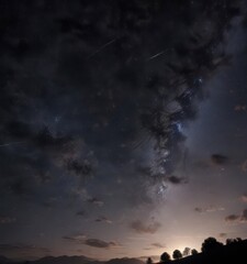 Naklejka premium Celestial night sky with numerous stars shining brightly in the darkness, space, universe