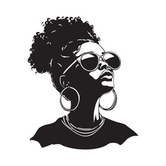 Stylish Black woman with curly hair wearing sunglasses and large earrings.