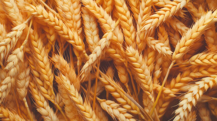 Rural agricultural field close-up of harvesting golden wheat