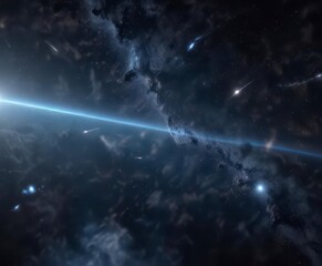 Naklejka premium Deep space with twinkling stars in dark blue background, stars, space