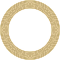 Vector round gold border, frame, Pompeii ring. Circle Neopolitan ornament. Art of Ancient Rome