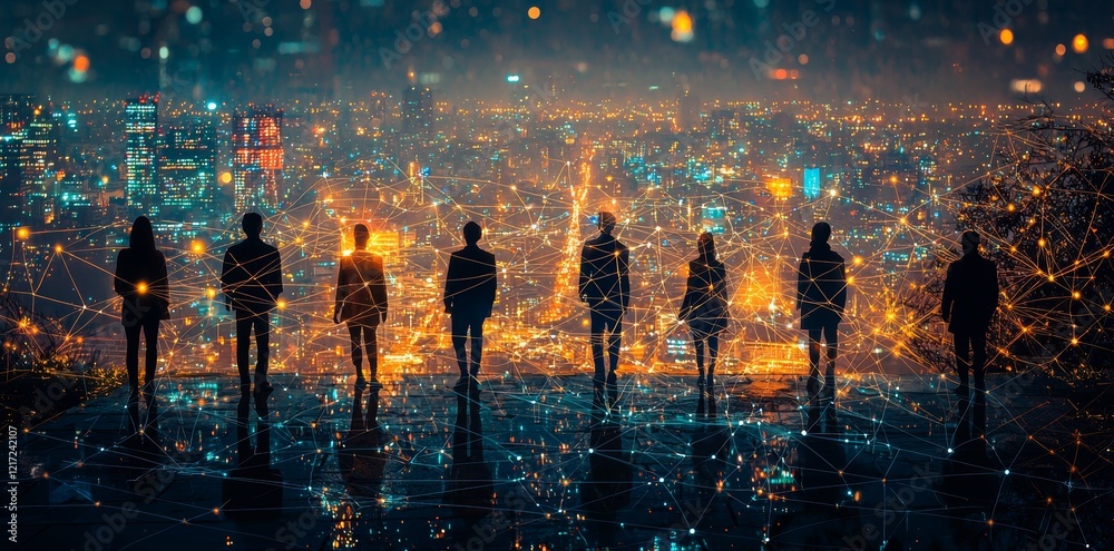 Wall mural corporate networking for global business connections. understanding networking concepts in a corpora