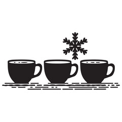 Hot Cocoa Mug silhouette vector, snowflake icon