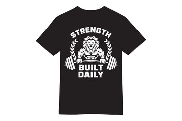 Strength Built Daily Lion Barbell Gym T-Shirt