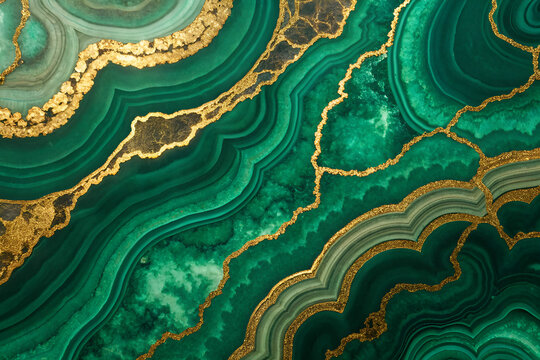 The malachite stone with mosaic gold. Beautiful HD texture for design and decor. Luxury material.