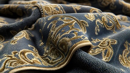 Elegant Damask Fabric in Muted Tones with Photorealistic Detail