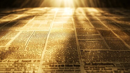 Vintage Newspaper Pattern with Faded Sepia Retro Atmosphere and Detail