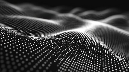 Abstract grayscale wave of particles.