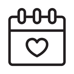 Calender, love calender, valentine outline icons, minimalist vector illustration, simple concept, Isolated on white background