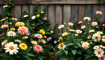 Fototapeta premium Vintage garden with classic and timeless flowers on rustic background, pixel art, with white tones