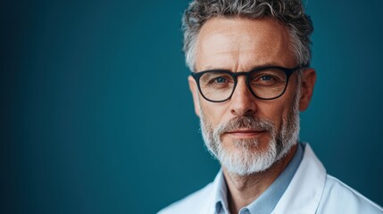 Fototapeta premium Confident Male Doctor in White Coat and Glasses