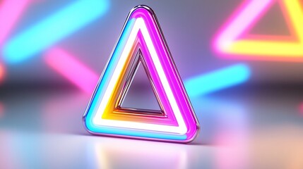 Vibrant Neon Triangle With Glowing Lines And Colorful Background