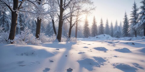 Freshly fallen snowflakes on a winter wonderland scene,  lights,  peaceful, snow