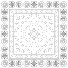 Vector black contour square gothic ornament. Medieval European rectangle, border. Classic pattern of the Germans, Angles, Saxons, Franks
