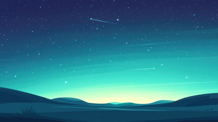 Starry night sky over a tranquil landscape.