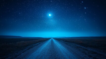 Fototapeta premium The road is bathed in the full moon's glow, generating a spellbinding mood