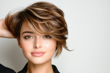 Fototapeta premium hairstyle haircut Short hair with chic undercut, showcasing stylish look and natural beauty