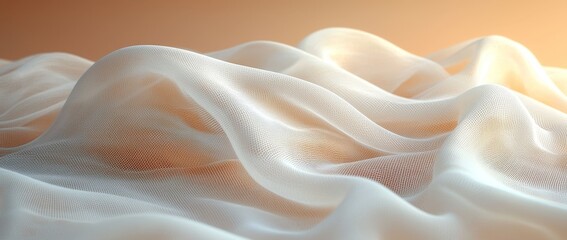 Fototapeta premium In natural light, the wavy soft fabric glimmers, creating a serene, dreamlike background