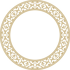 Vector golden round classic renaissance ornament. Circle, ring, european border, revival style frame