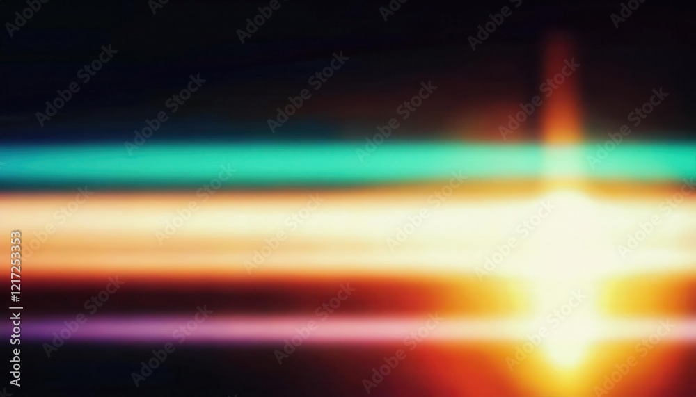Poster abstract gradient light art with vibrant multicolored horizontal streaks of warm and cool tones, per