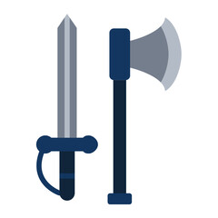 Axe And Sword Icon Style