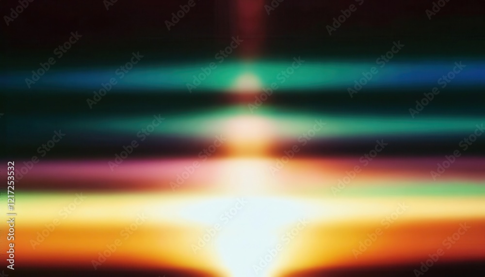 Poster abstract gradient light art with vibrant multicolored horizontal streaks of warm and cool tones, per