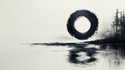 A clean and artistic logo for a modern art gallery, with a minimalist brushstroke design inside a simple circle, using elegant shades of black, white, and gray