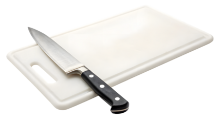 knife with cutting board isolated on white