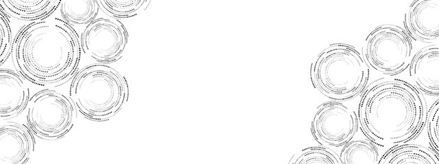 Monochrome abstract mosaic background of spirals, dots. Texture of maze. Chaotic ornament,  circular pattern of small dots. Design of banners, posters, websites, social networks. Vector