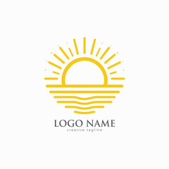 Sun logo, sun rise fully editable vector template