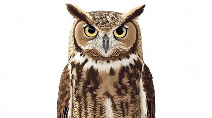 Naklejka premium Detailed Owl Illustration Art Wide Angle Centered