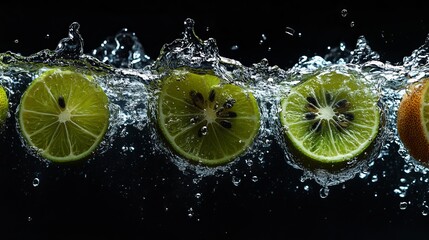 A group of limes and oranges floating in clear water showcasing their vibrant colors and textures in a refreshing arrangement