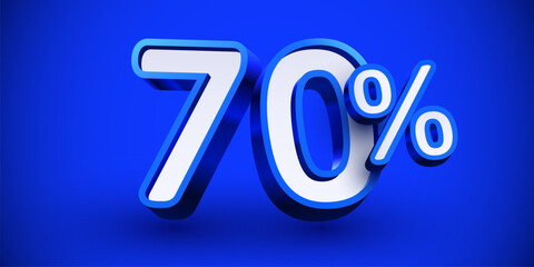 70 percent Off. 3d number 70. Sale banner. Vector illustration.