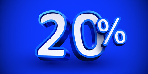 20 percent Off. 3d number 20. Sale banner. Vector illustration.