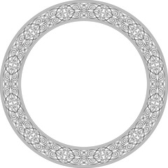 Vector round European black outline ornament. Endless pattern, circle, ring of the Middle Ages. Revival border. Decorations of palaces and churches