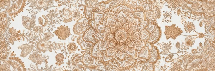 Fototapeta premium intricate mehndi design on a white background with subtle patterns and floral elements, henna art, mehndi designs