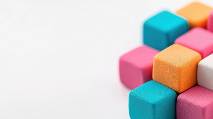 Dynamic Modular Geometric Formations Creating a Maze of Colorful Cubes